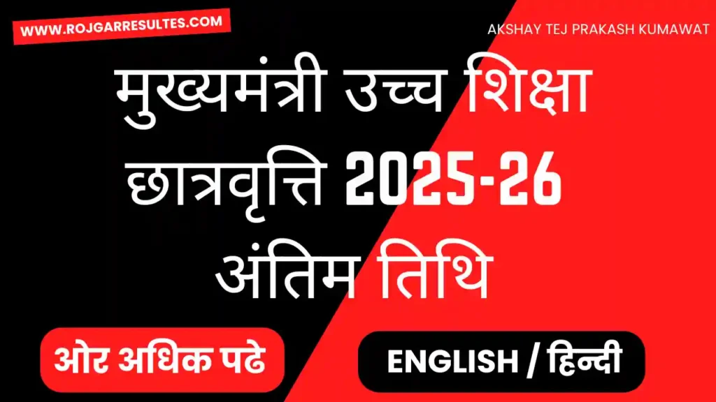 CM Higher Education Scholarship 2025-26