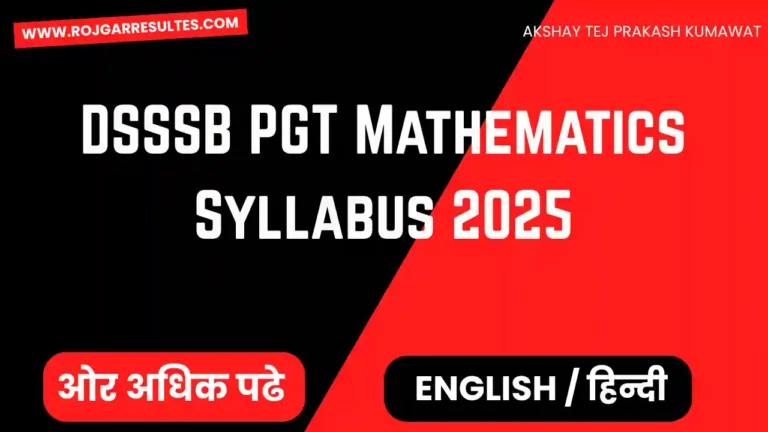 DSSSB PGT Mathematics Syllabus 2025