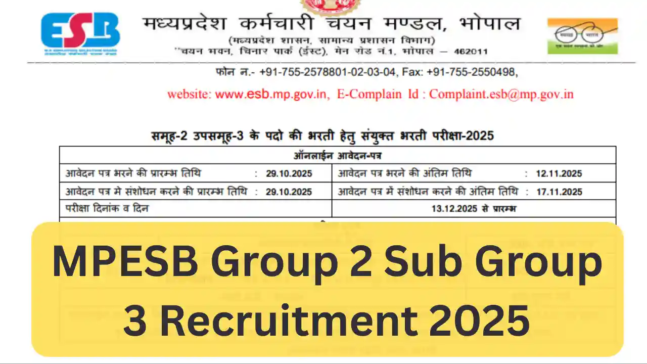 Mpesb group 2 sub group 3 recruitment 2025 apply online