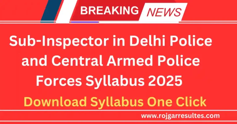 SSC Sub-Inspector Delhi Police Syllabus
